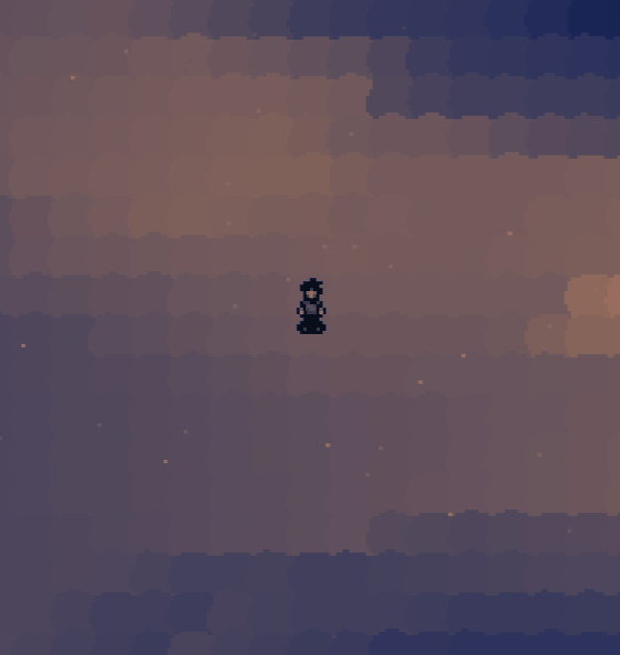 A character standing in the clouds