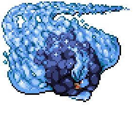 A dark blue creature wrapped in a swirl of water
