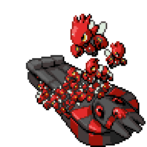 A red clawed hand covered in small red creatures