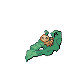A small brown sprout sitting on a green leaf