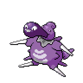 A purple spiked creature with white tusks